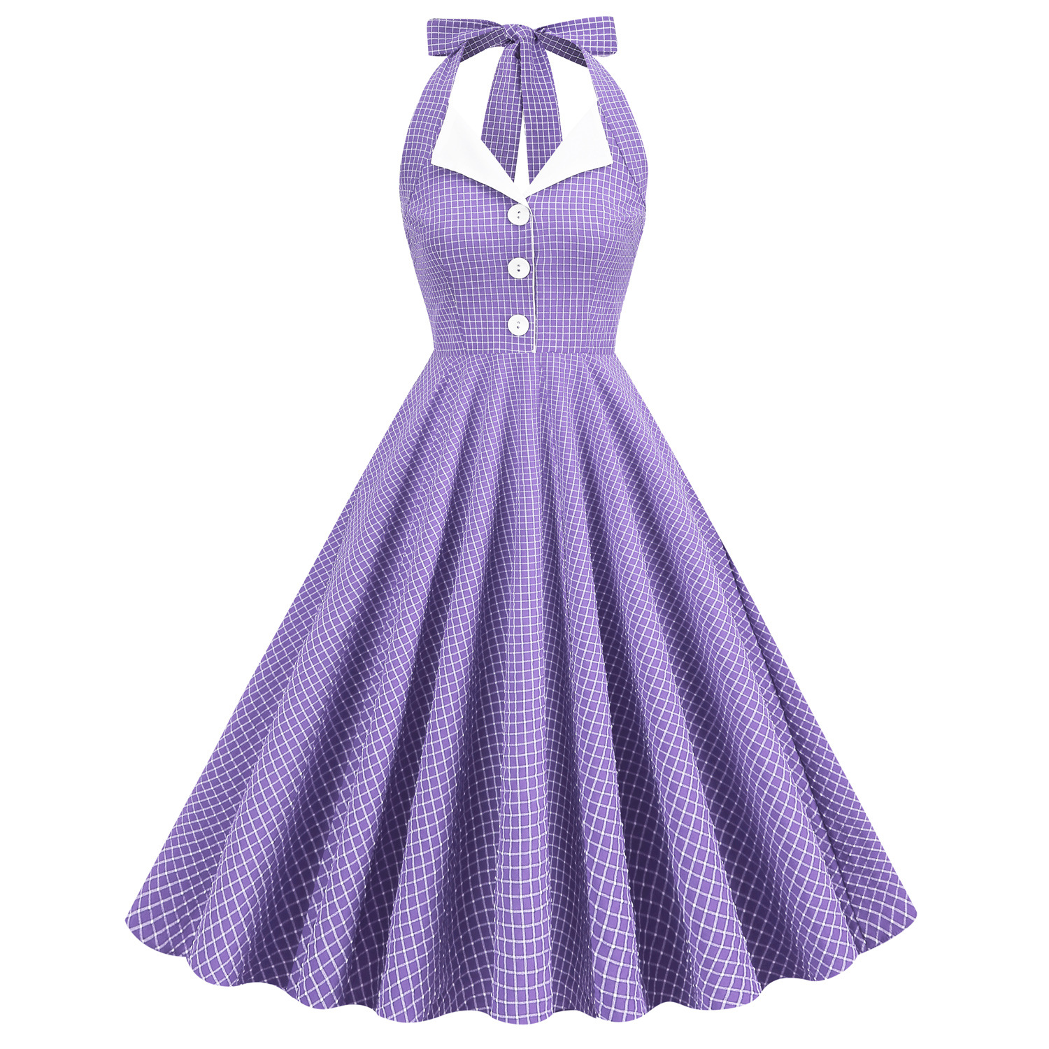 1950s Halter Dresses for Women with Pockets Vintage Cocktail Swing Dress